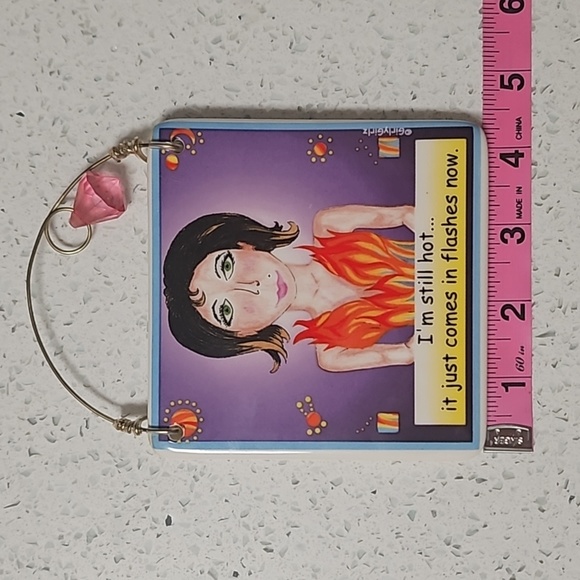 🩷🔥Super Cute & Funny Girly Girlz Ceramic Plaque with Dangling Pink Faux Gem - Picture 9 of 11